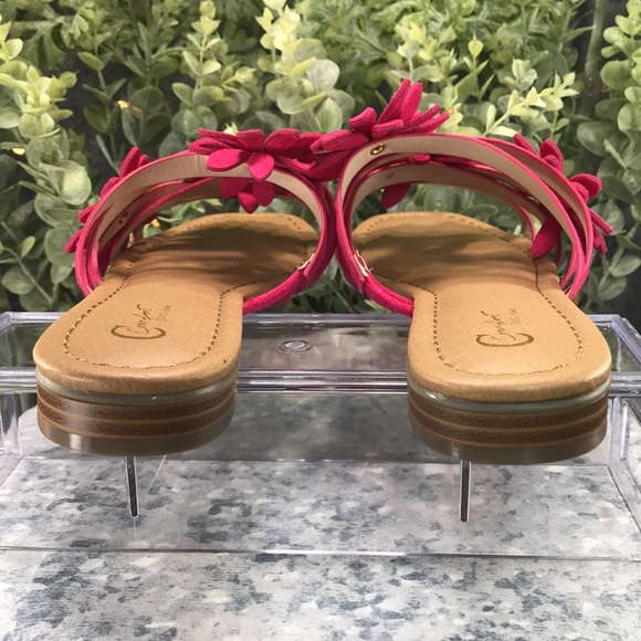 C Comfort Fuchsia Crossband Flower Sandals .75” Block Heels WMS 9M💖Brand NEW💖 - Picture 7 of 10